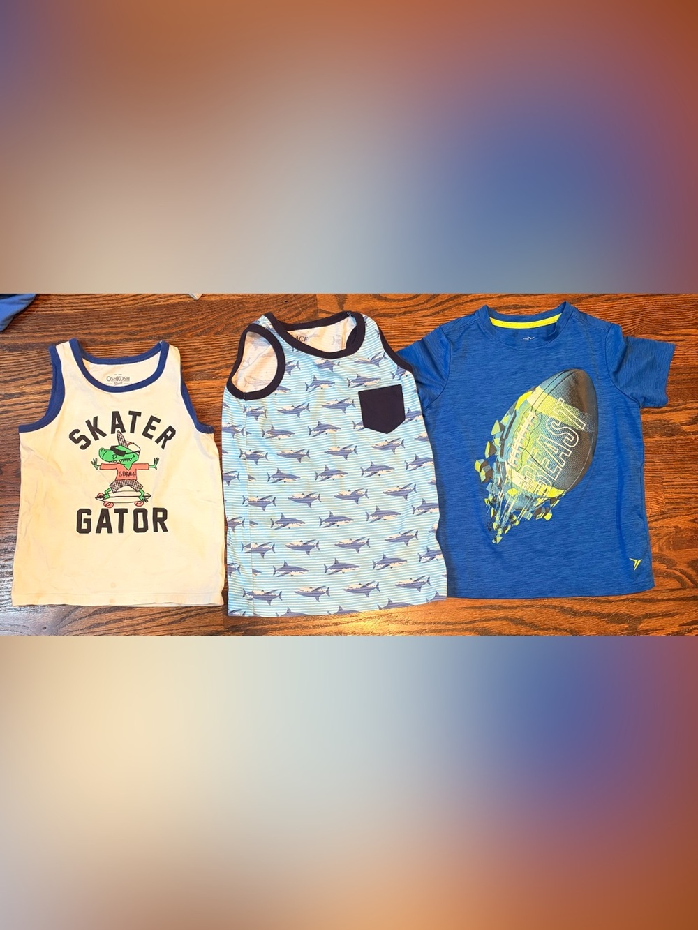 Old Navy Boys Blue & White Graphic Tank & Tee Trio